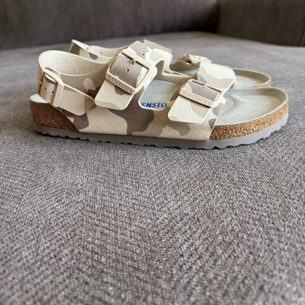 BIRKENSTOCK Milano Gray Taupe Camo Sandals Unisex